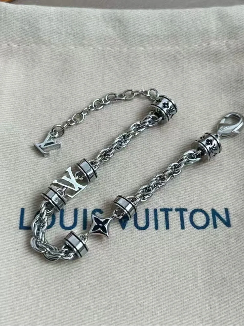 Louis Vuttion Silver-Tone Signature Rope Necklace